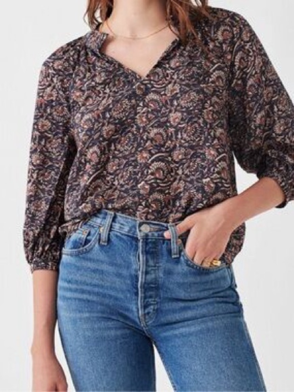 Faherty Portia Printed Lightweight Blouse